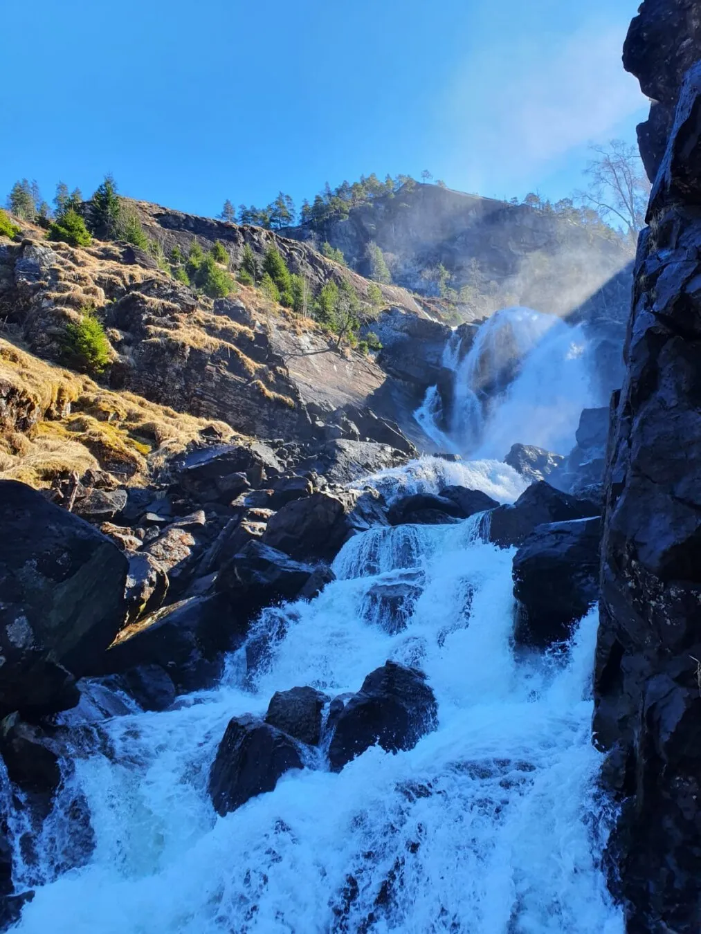 Ørdalsfossen, Hardangerfjord, Norway. April 2022