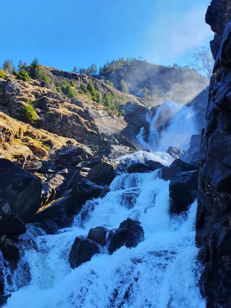 Ørdalsfossen, Hardangerfjord, Norway. April 2022